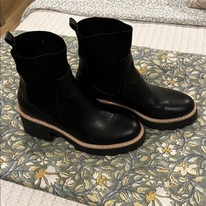 DV by Dolce Vita Black Ribbed Ankle Boots